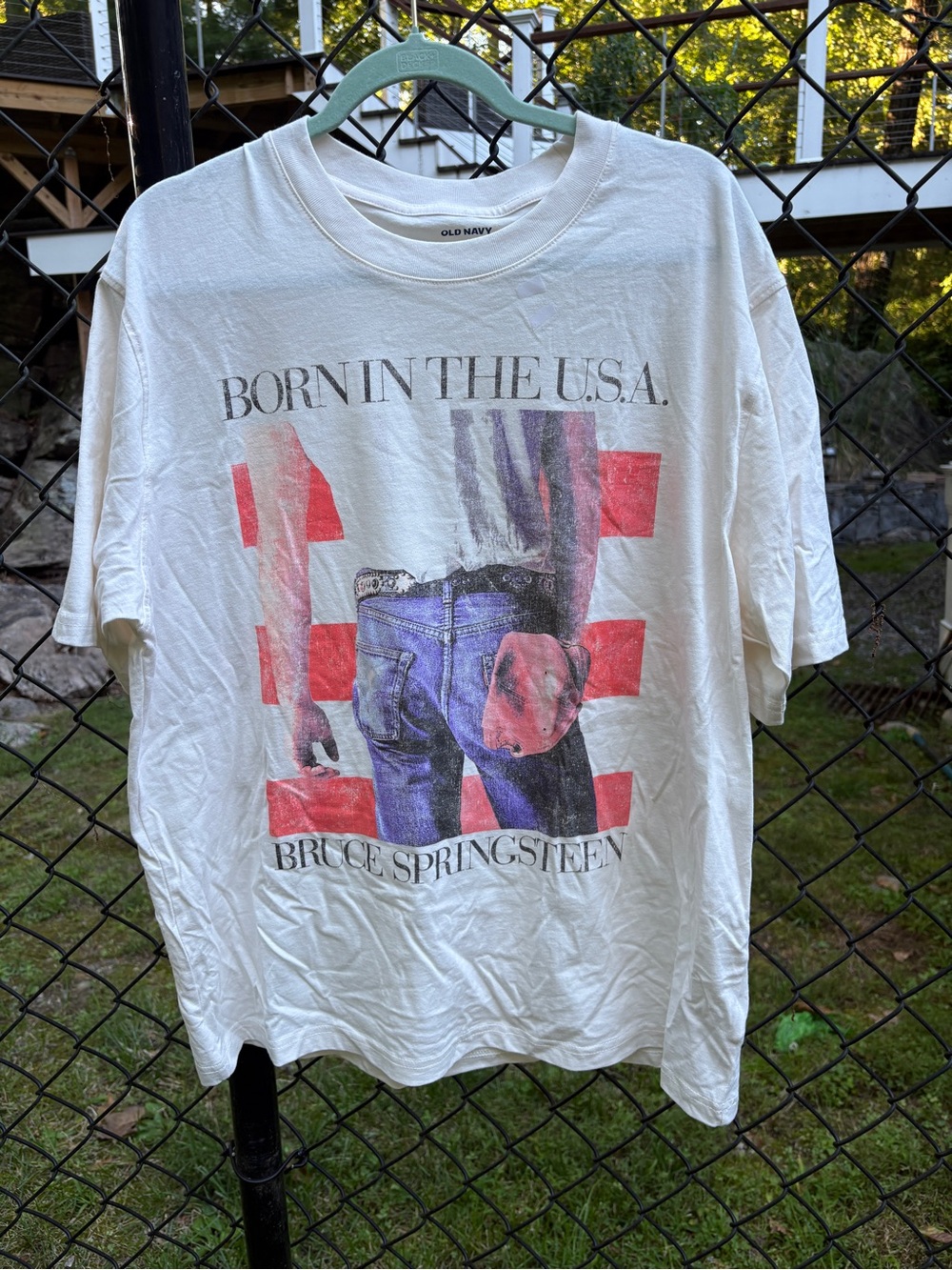 Old Navy White Bruce Springsteen 'Born in the U.S.A.' Graphic Tee - NWOT